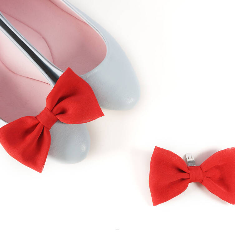Klipsy do butów ślubnych- czerwone kokardy