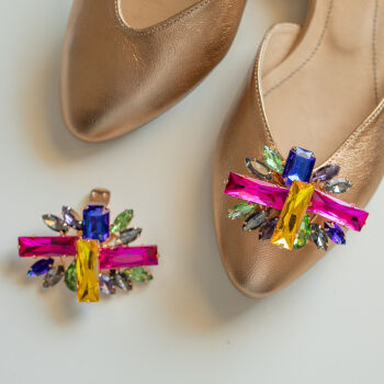 Klipsy do butów kolorowe kryształki / Rectangle Colors