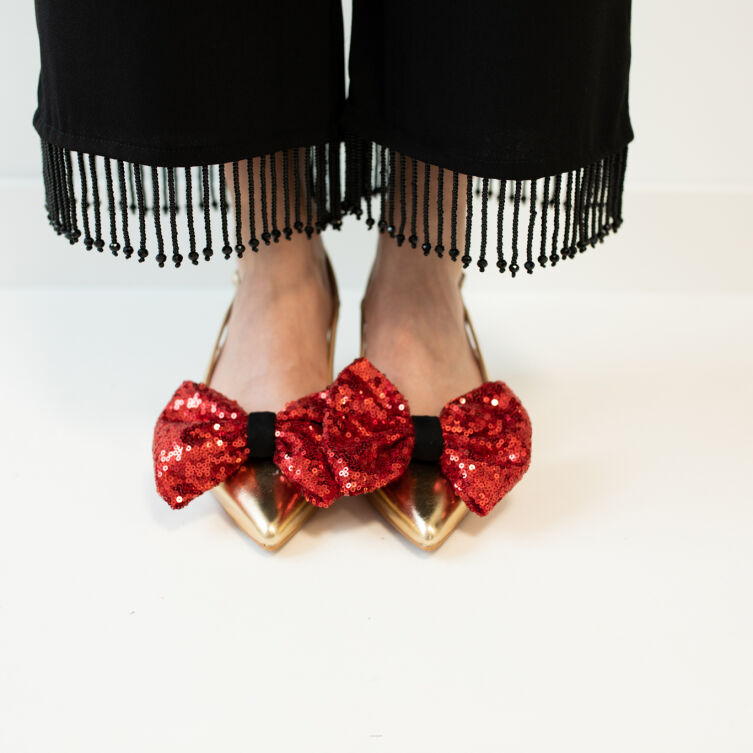 Klipsy do butów kokardy cekinowe / Paint The Town Red