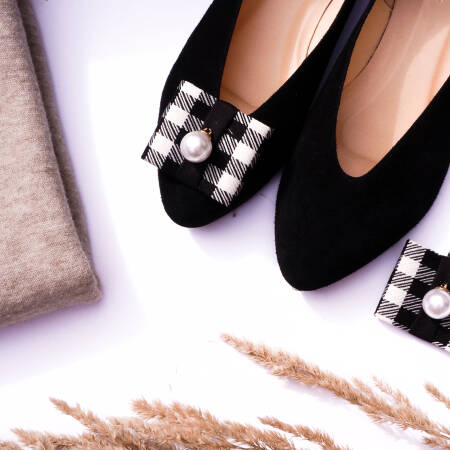 Ozdoby do butów FLAT / Black&White&Pearl